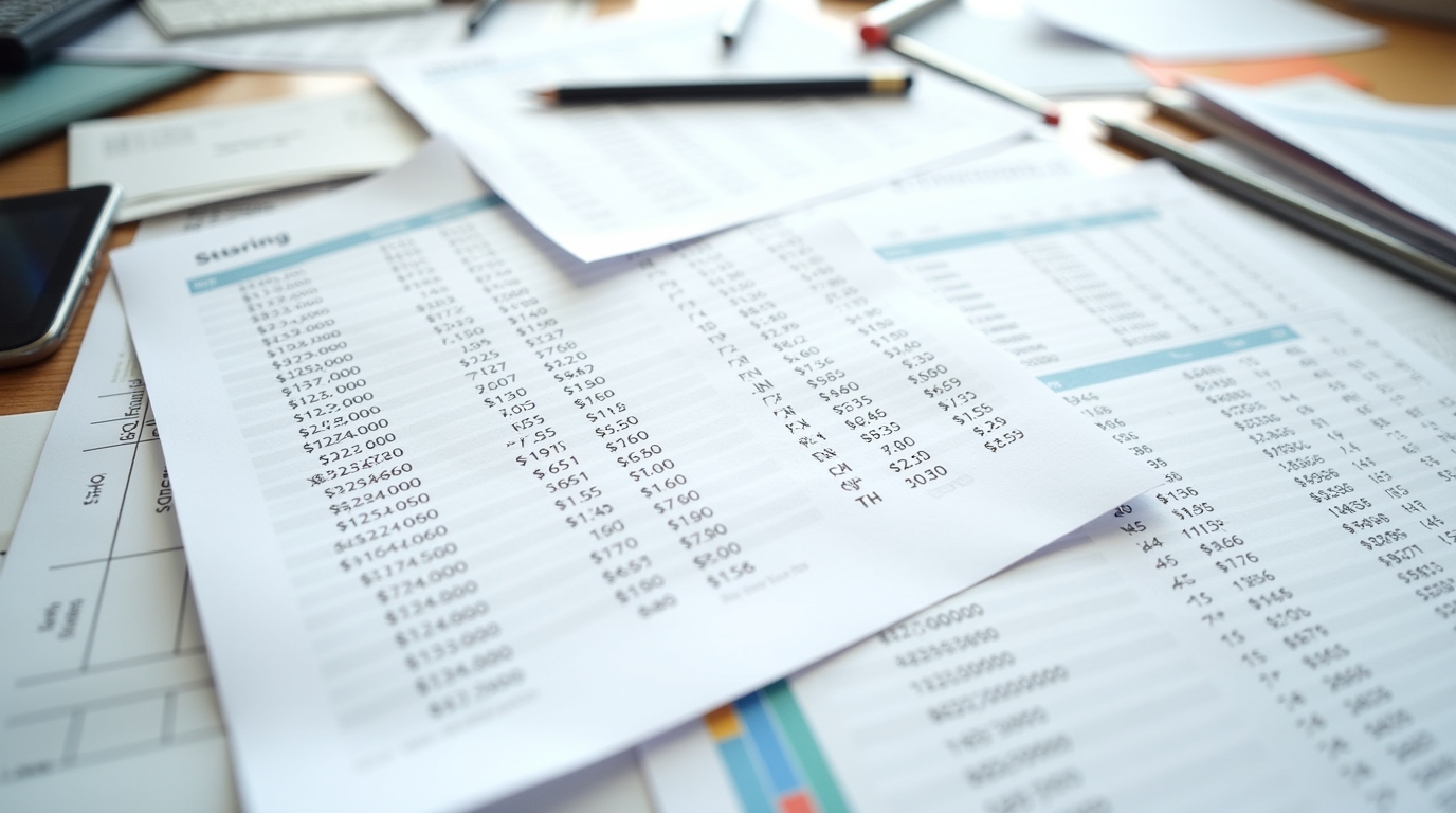 Sheets of paper with pricing